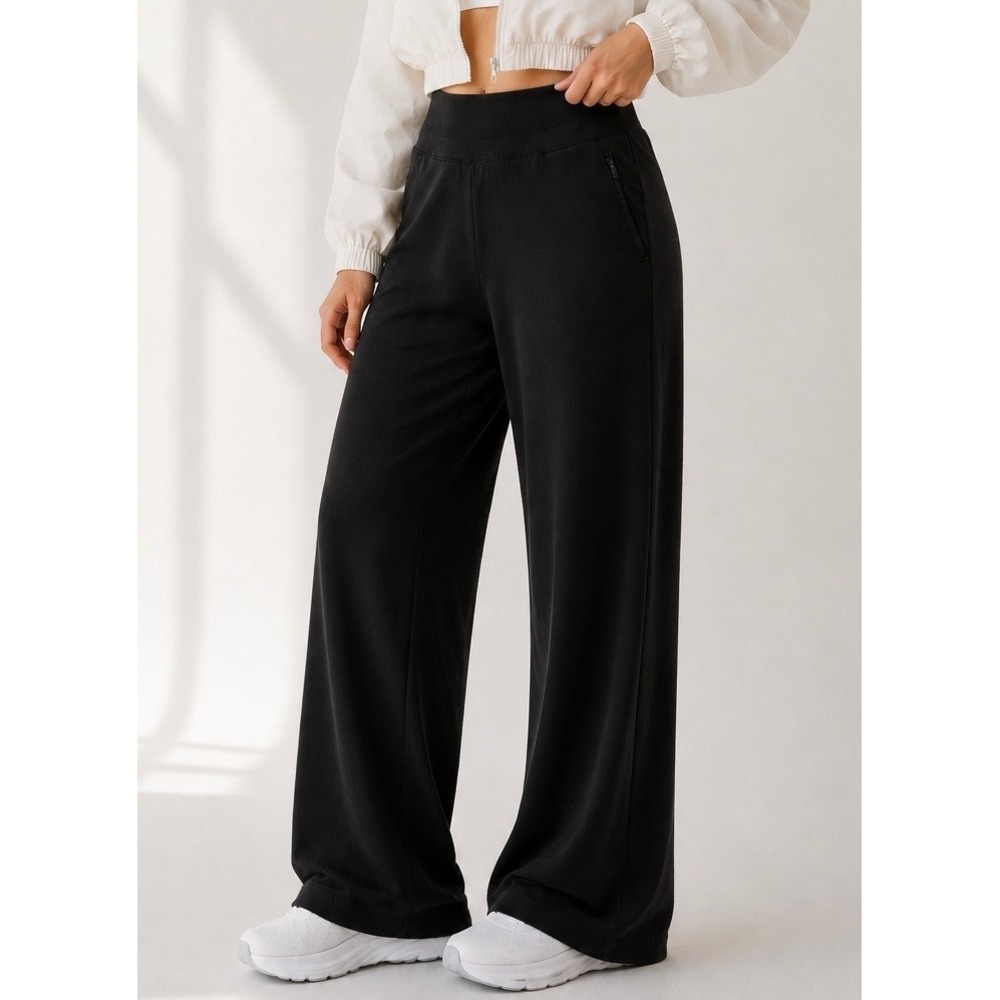 Yogalicious Lux Laila Flare Pants Black High Waist Ribbed Activewear Womens L